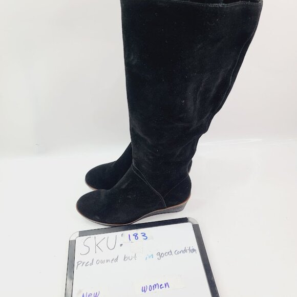 Aerosoles Women's Black Suede Binocular Wedge Knee High Heeled Boot Size 8 - Picture 8 of 8